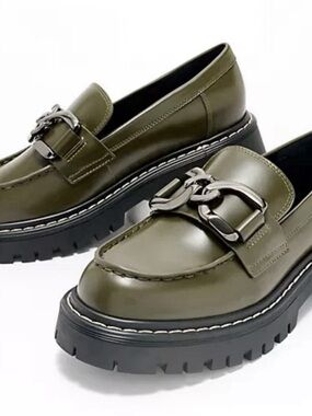 Marc Fischer LTD Trisca Lug Sole Chain Loafer Dark Green Size 8